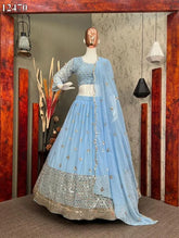 Designer wear exclusive collection georgette lehenga choli 9mm sequence work with blouse